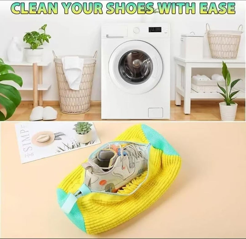 Fachoige Laundry Shoe Bags for Washing Machine,4Pcs Shoe Washing Bag Shoe Laundry Bag for Washer and Dryer Reusable Shoe Washing Bags Shoe Washing Machine Bag (Yellow-4Pcs) - Image 2